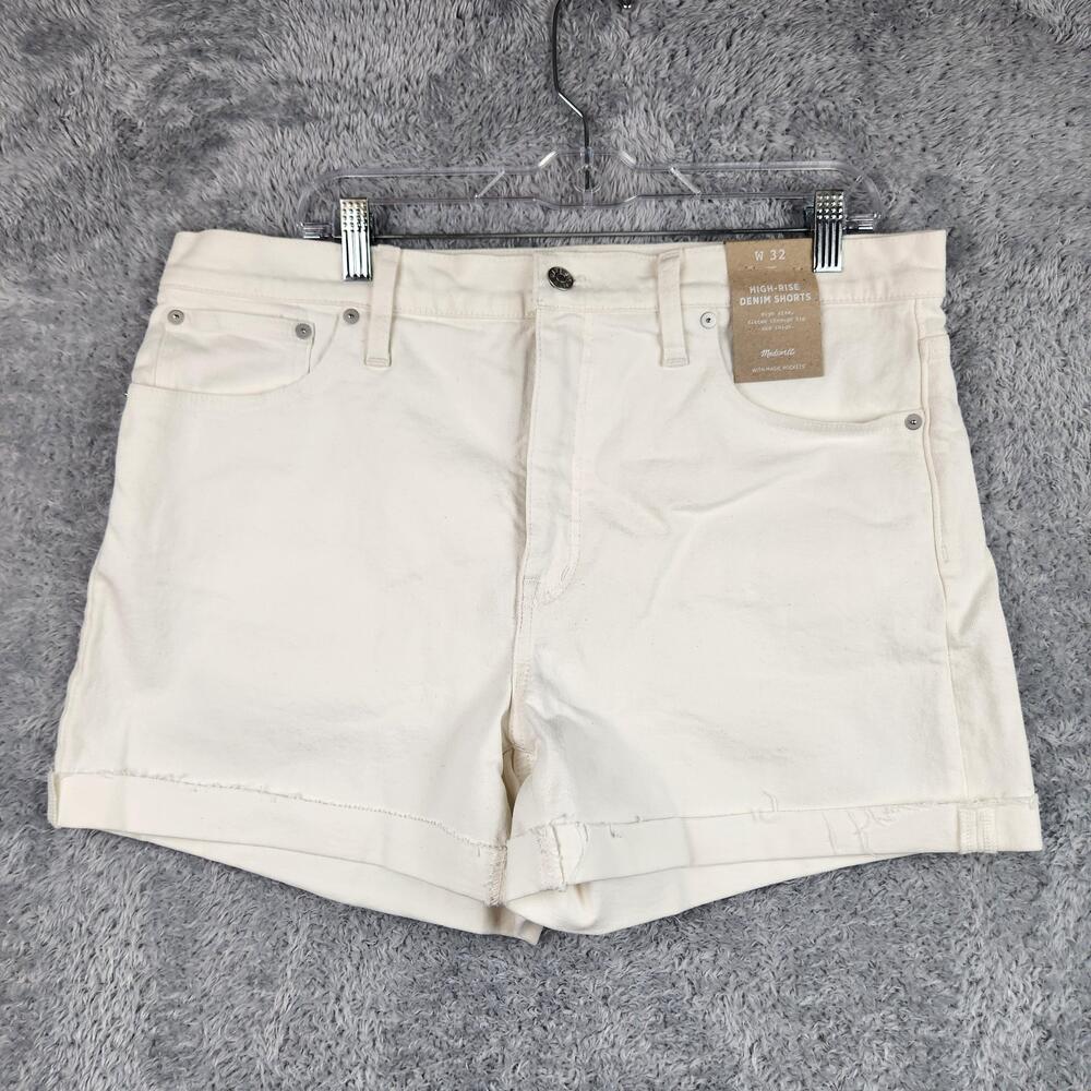 Madewell Shorts Womens 32 White High Rise Denim Cut Off Magic Pockets Casual